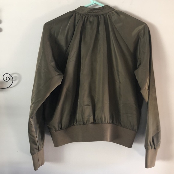 Free People Bomber Flight Jacket Olive Green Pockets Lightweight Size XS Coat - Picture 4 of 16